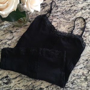 Black Bebe Ruffled Cami Tank